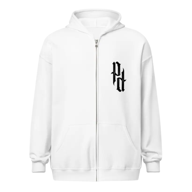 Public Domain Brand Signature Whiteout Zip Up Hoodie